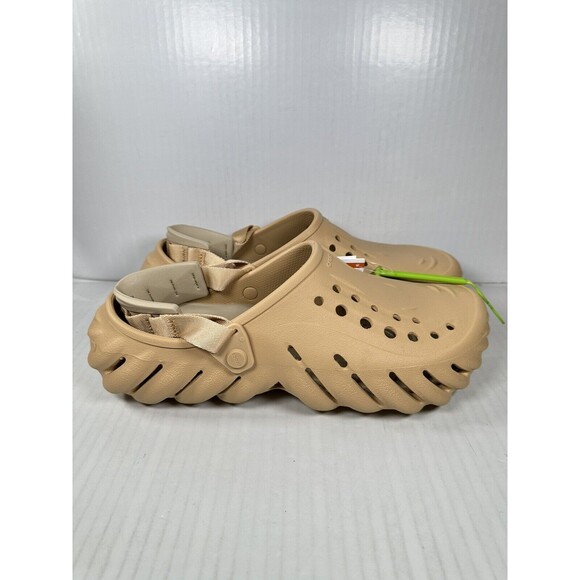 Size 12 Crocs Echo Mens Slip On Clogs Shoes Wheat Beige Comfort 207937-209 NEW - Picture 1 of 7
